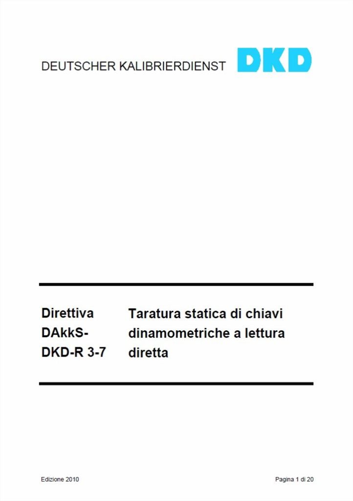 Norma DKD-R 3-7: 2010 e Certificato di Taratura