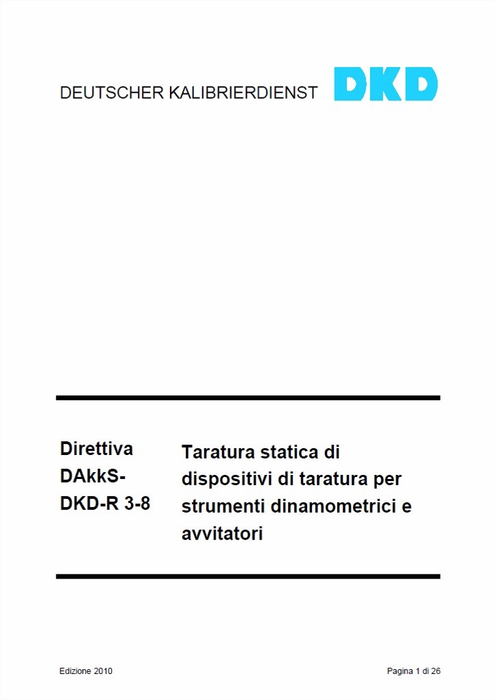 Norma DKD-R 3-8:2010 e Certificato di Taratura